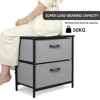 Nightstand 2 Drawer Dresser for Bedroom Bedside Furniture End Table for Bedroom Closet Entryway College Dorm Grey
