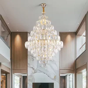 Decorative Modern Design Staircase Living Room Villa High Ceiling Pendent Luxury extra Large K9 Crystal Chandelier
