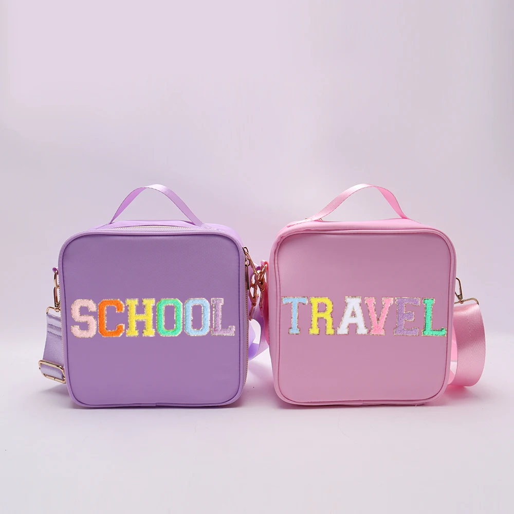 Diy Personalized Candy Insulated Color Waterproof Nylon Cooler Picnic Pink  Lunch Bag School Lunch Box Kids Lunch Bags for Women