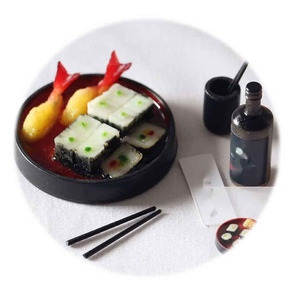 Имитация японской кухни Набор Суши винные модели для кукольного домика аксессуары еда игрушки миниатюры