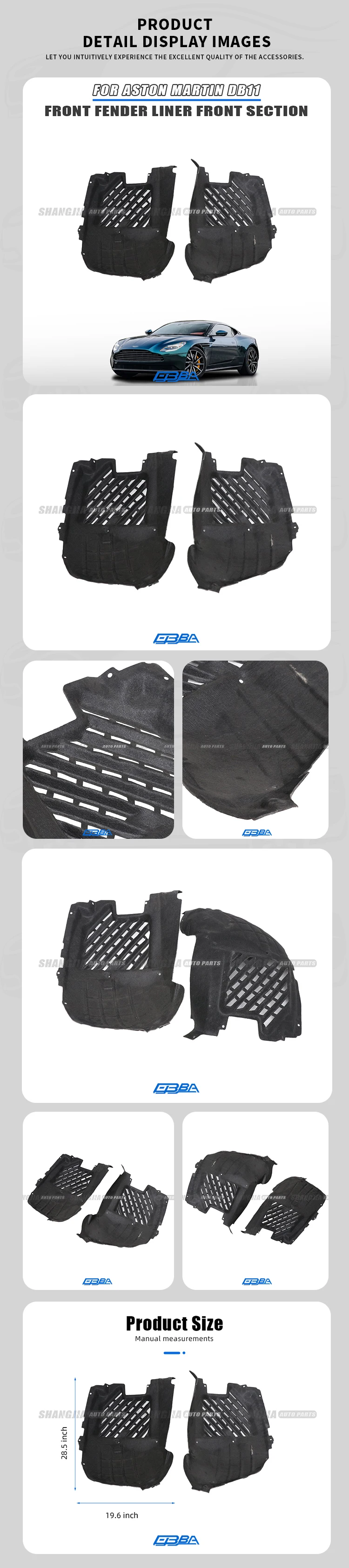 product wholesale nylon fleece composite front car inner fender for aston martin db11 2016 2023 oe hy53 166563 ad hy53 166562 ad608-3