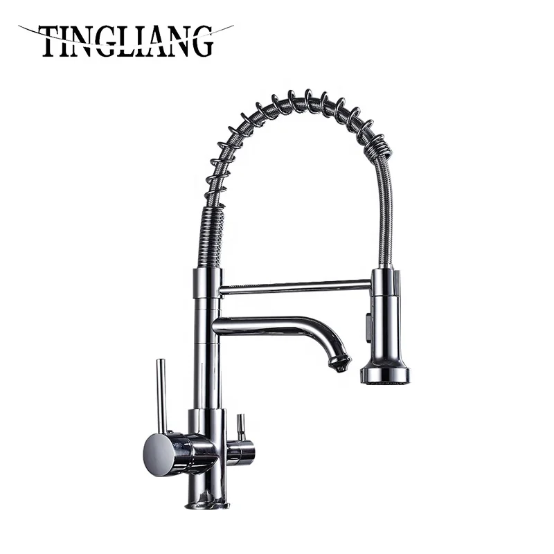 Copper body multifunctional purified water mixer kitchen sink cold and hot water faucet