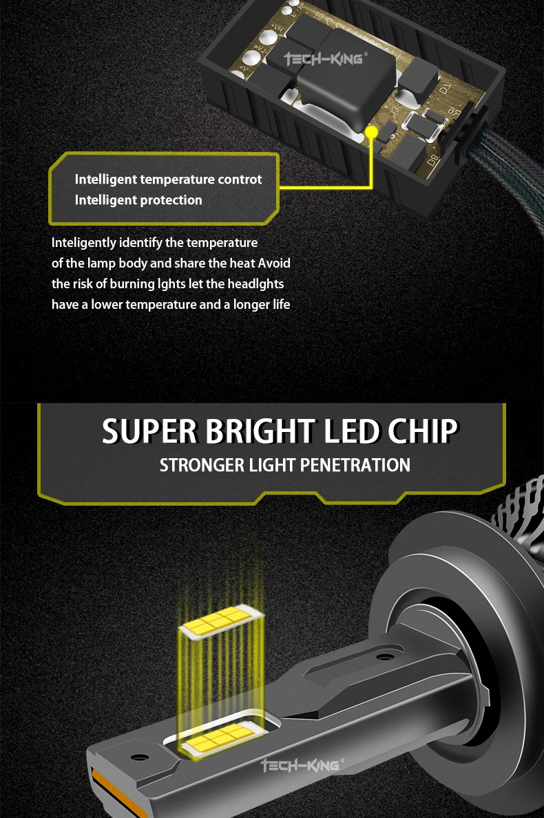 TECH-KING LED Headlights N5 76W Car LED Bulbs Auto LED Light Bulbs H1 H3 H4 H7 H11 9005 9006 9007 9012 Luces LED Headlights
