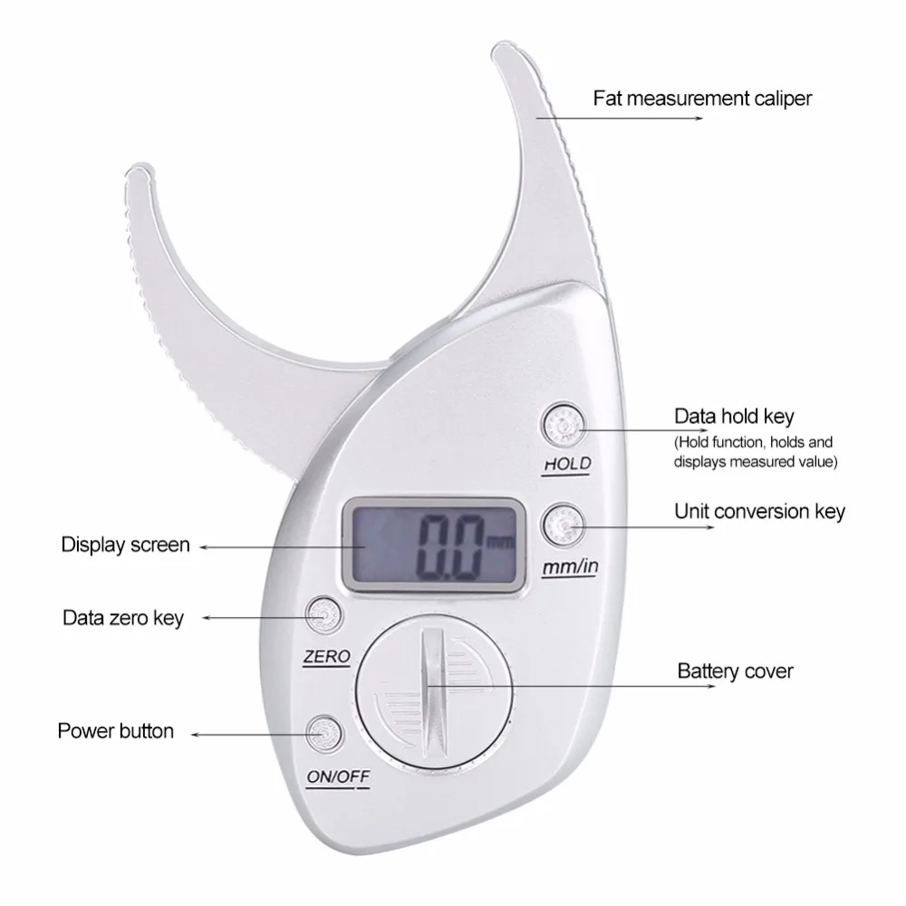 Fat Calipers, Body Fat Caliper Body Fat Measurement Device For Fitness  Enthusiasts For Trainers White 