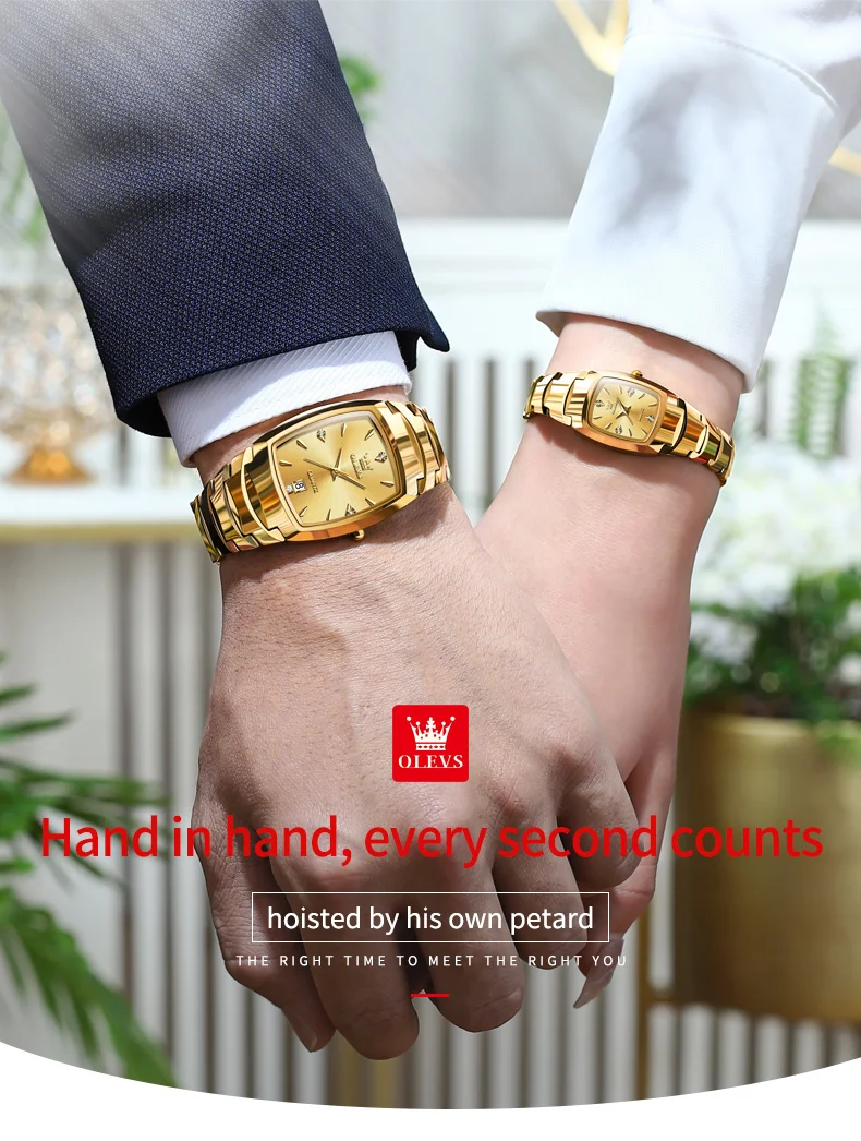 OLEVS 7006 Charm Fashion Couple's Watch Square Classic Stainless Steel Bracelet Women and Men Wrist Watch Reloj Waterproof Watch