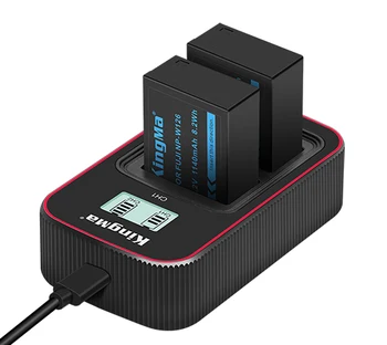 KingMa 1140mah NP-W126 Replacement Lithium-ion Digital Battery Charger Set for Fujifilm X-t1 X-e1 Xh1xt30 Xt20 detail image