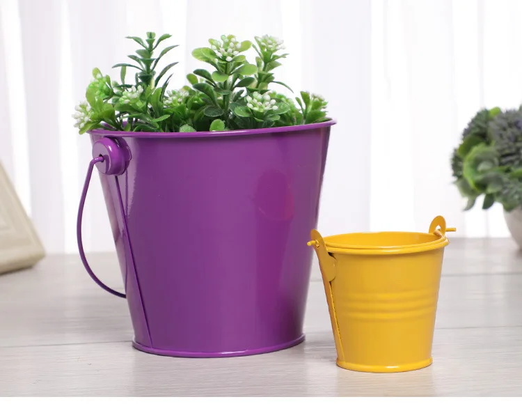 New Arrival Mini Tin Bucket for Plant Flower Pot Metal Bucket for Plant Flower Pot Egg Hunt Solid Small Easter Basket