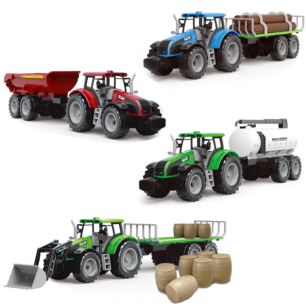 Wholesale Diy farm trailer play set 1:32 plastic friction tractor toy for kids 2023