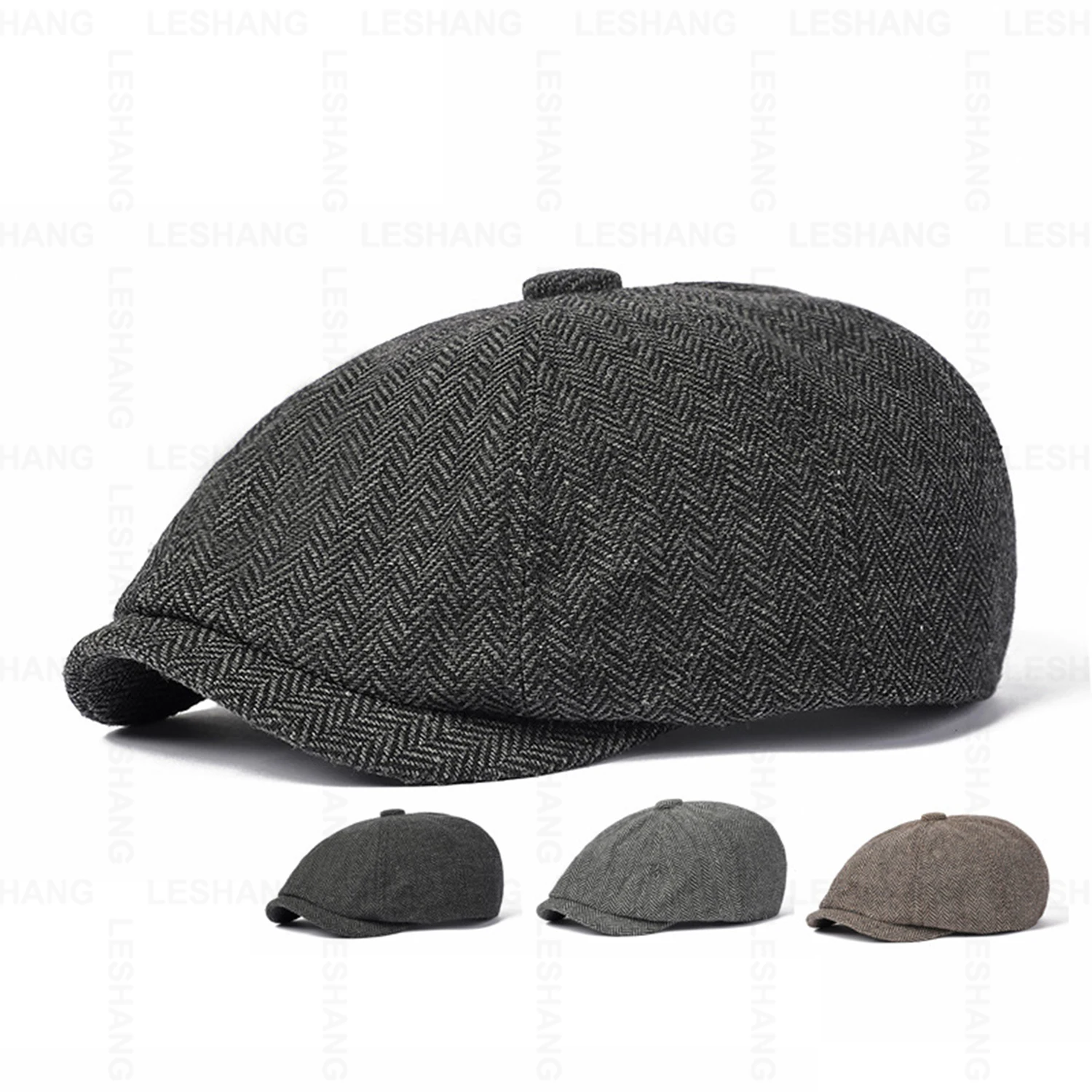 Custom Logo Gatsby 8 Panel Ivy Hats Newsboy Caps Men Painters Hats Autumn Winter Cotton Berets Herringbone Flat Cap