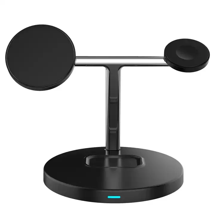 Stock 3-in-1 Magnetic Wireless Charger Stand for iPhone 15 Pro Max for Apple Watch 8 Earphones-Fast Charging Dock Station for