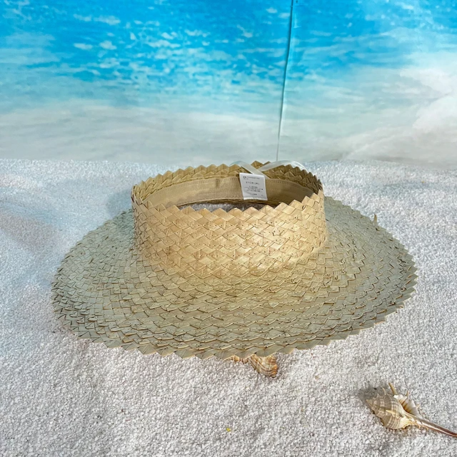 Summer Tropical Hawaii Honolulu Natural Seagrass Grass Natural Straw Hat  Visor Hat