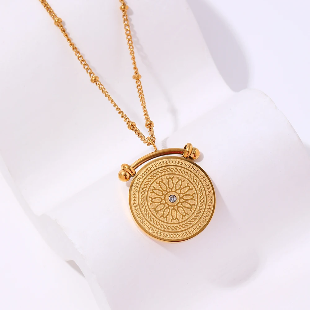 Joolim Jewelry Pvd Gold Plated Trendy Round Coin Pendant Necklace