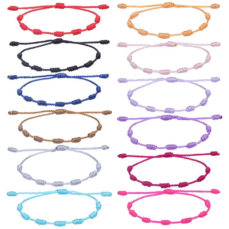 Rouge 7 Knots Red String Bracelets Protection Good Luck Amulet Handmade Lucky  Pulseras De Cuerda Rope Bracelets