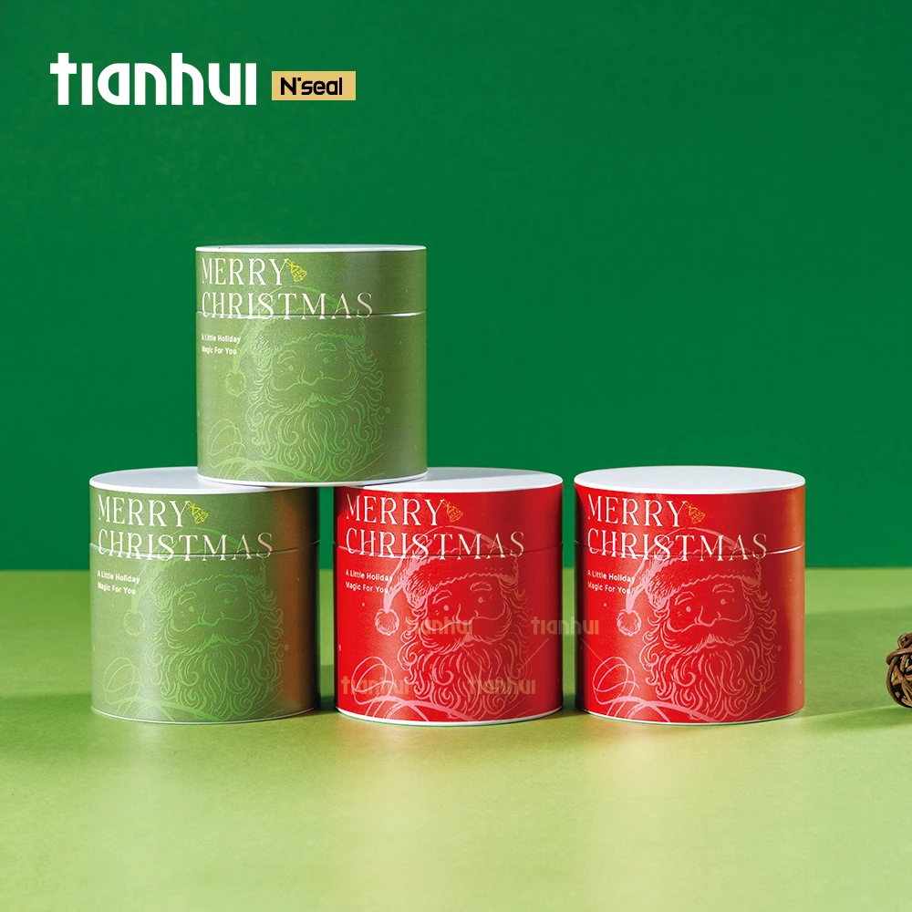 Wadah Timah Bulat Kedap Udara Buatan Khusus Tianhui untuk Kaleng Hadiah Natal