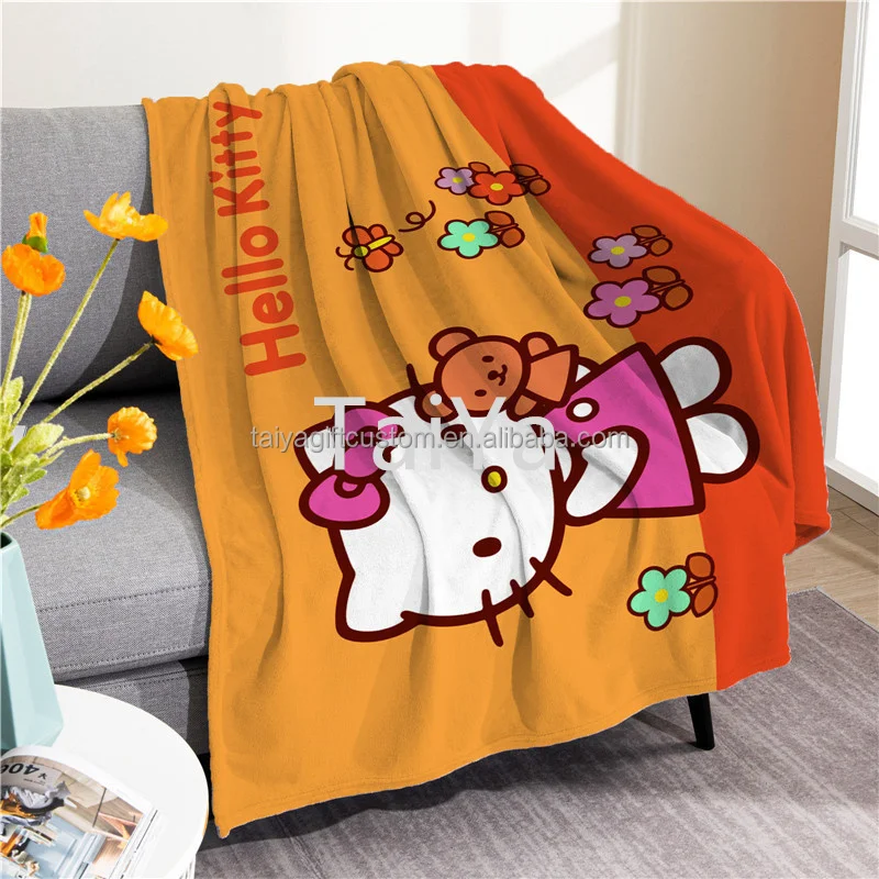 Kitty Cartoon Cat Karol G Super Soft Flannel Blanket Bed Sheet Air