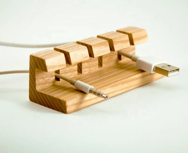 Настольный шнур из массива дуба и USB-органайзер для кабеля для ноутбука