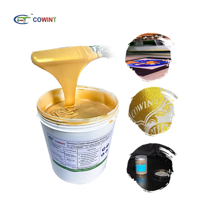 Cowint Silk Screen Printing Ink Oval Shiny Gold Foil Rubber Golden Paste Ink Screen Printing