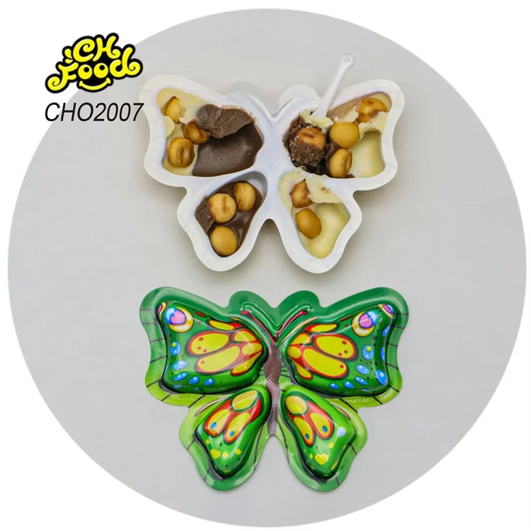 Custom Butterfly Shape Mini Biscuit Ball with Chocolate Jam Wholesale Sweet Candy Toy Snack Food for Children