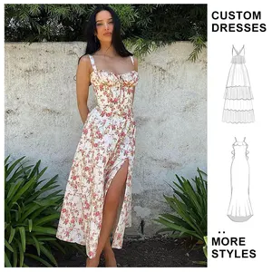 Women's Summer Floral Midi Halter Dress Elegant Printed Sexy Short Sleeve with Tie Bow Strap Casual Plus Size Dress for Women