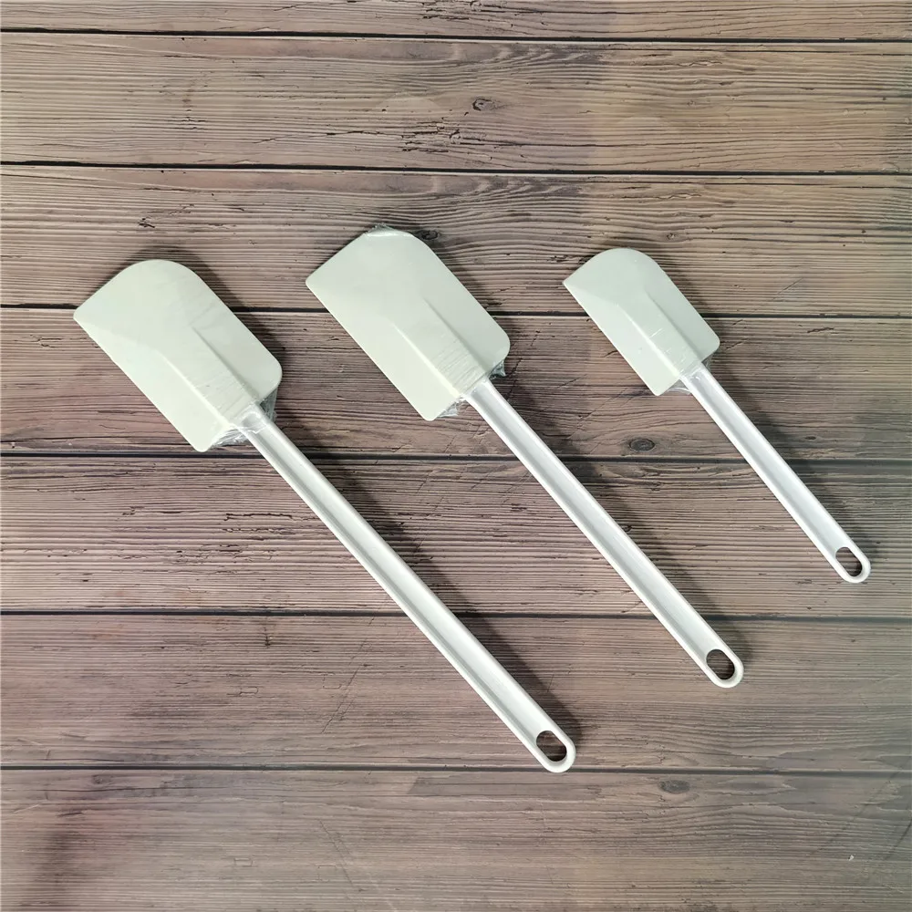 Manufacture bakery tool white flat dough mixing pastry plastic scraper custom cooking bread rubber cream kitchen spatula factory