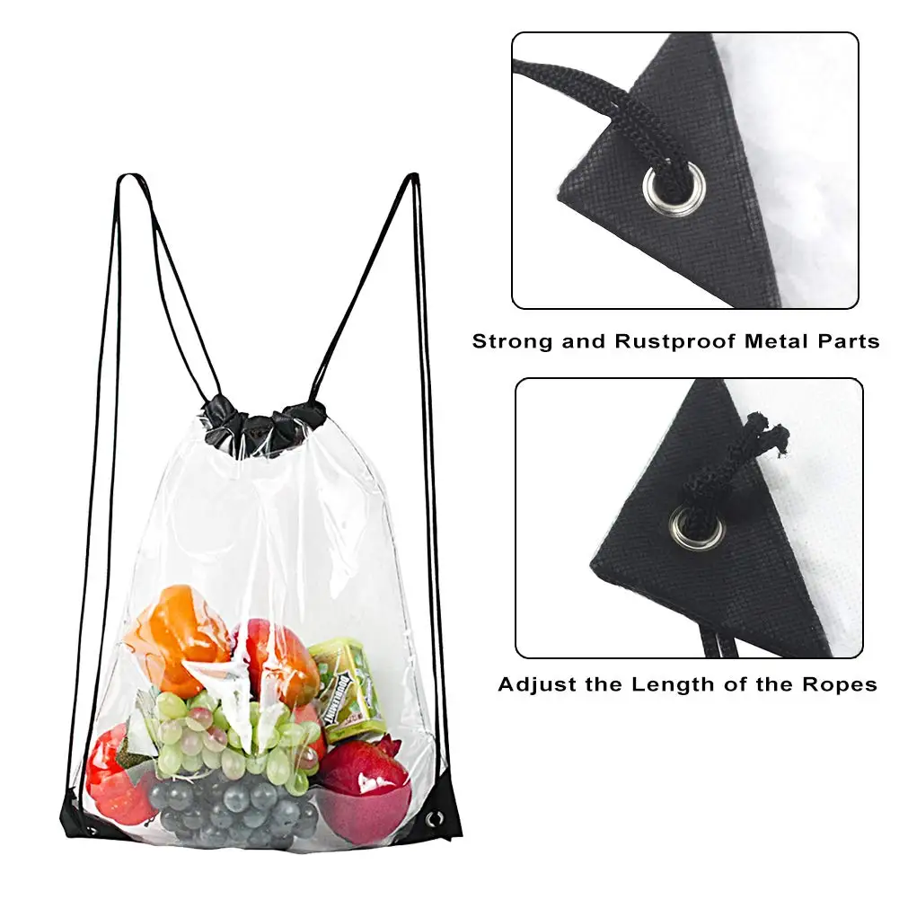 Clear Drawstring Bag Waterproof Stadium Drawstring Backpack–