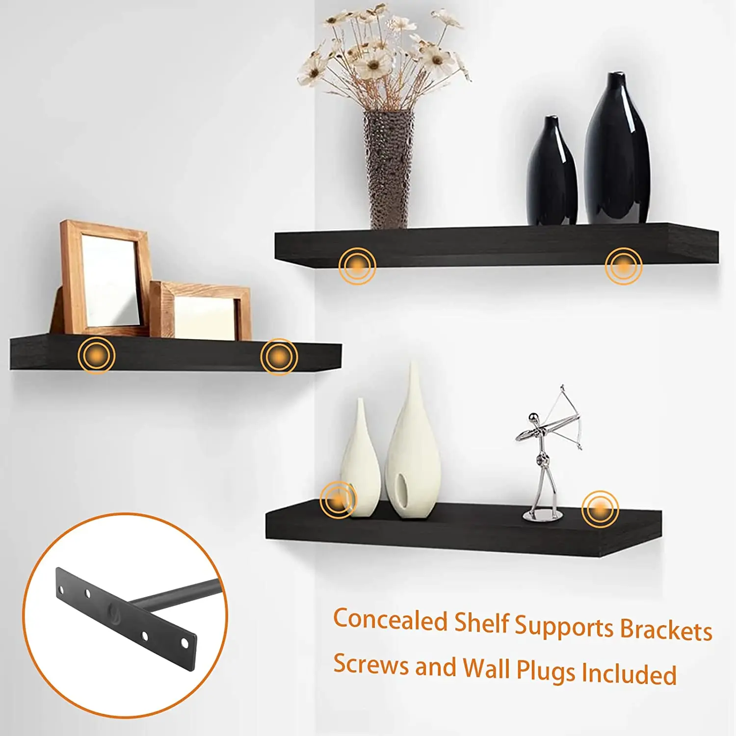 Concealed Blind Shelf Support Black Heavy Duty Solid Steel Floating ...