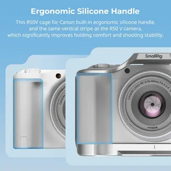 For SmallRig R50V Camera Cage Ergonomic Silicone Grip QR Plate ARCA 1/4"-20 Thread 3/8"-16 Holes ARRI Cold Shoe QD Sockets for detail image