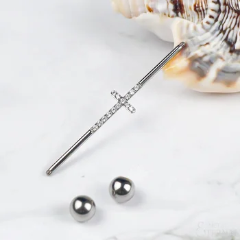 Eternal metal Titanium Cross shape clear zircon Ear Industrial barbell Barbel Piercing Body Piercing Jewelry