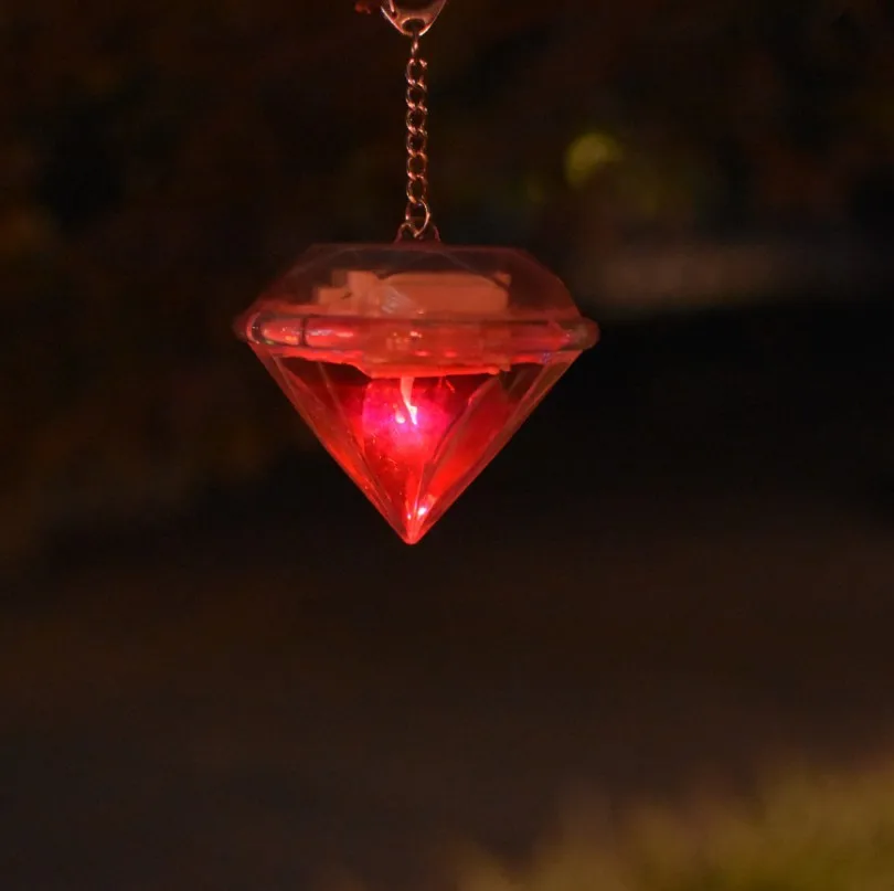 Diamond-Shape Colorful Plastic Garden Yard Decoration Hanging Light Waterproof Outdoor Solar LED Light manufacture