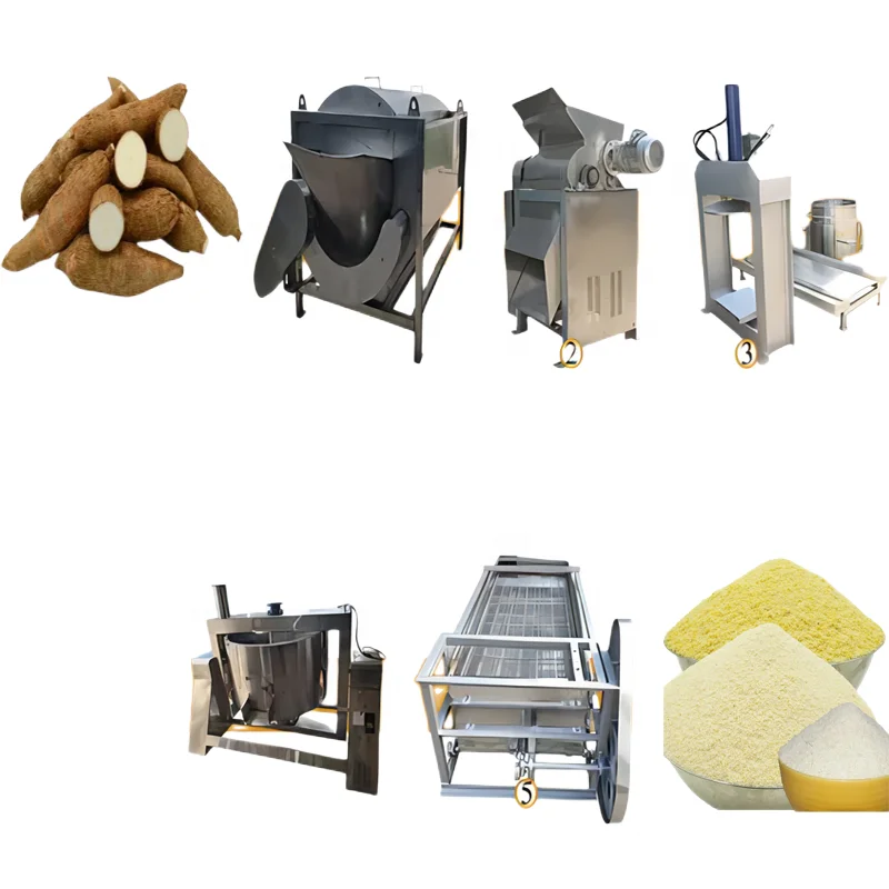 DZJX Cassava Gari Making Machine Garri Processing Production Line Garry Tapioca Garium Sulphate Farofa Poi Making Equipment