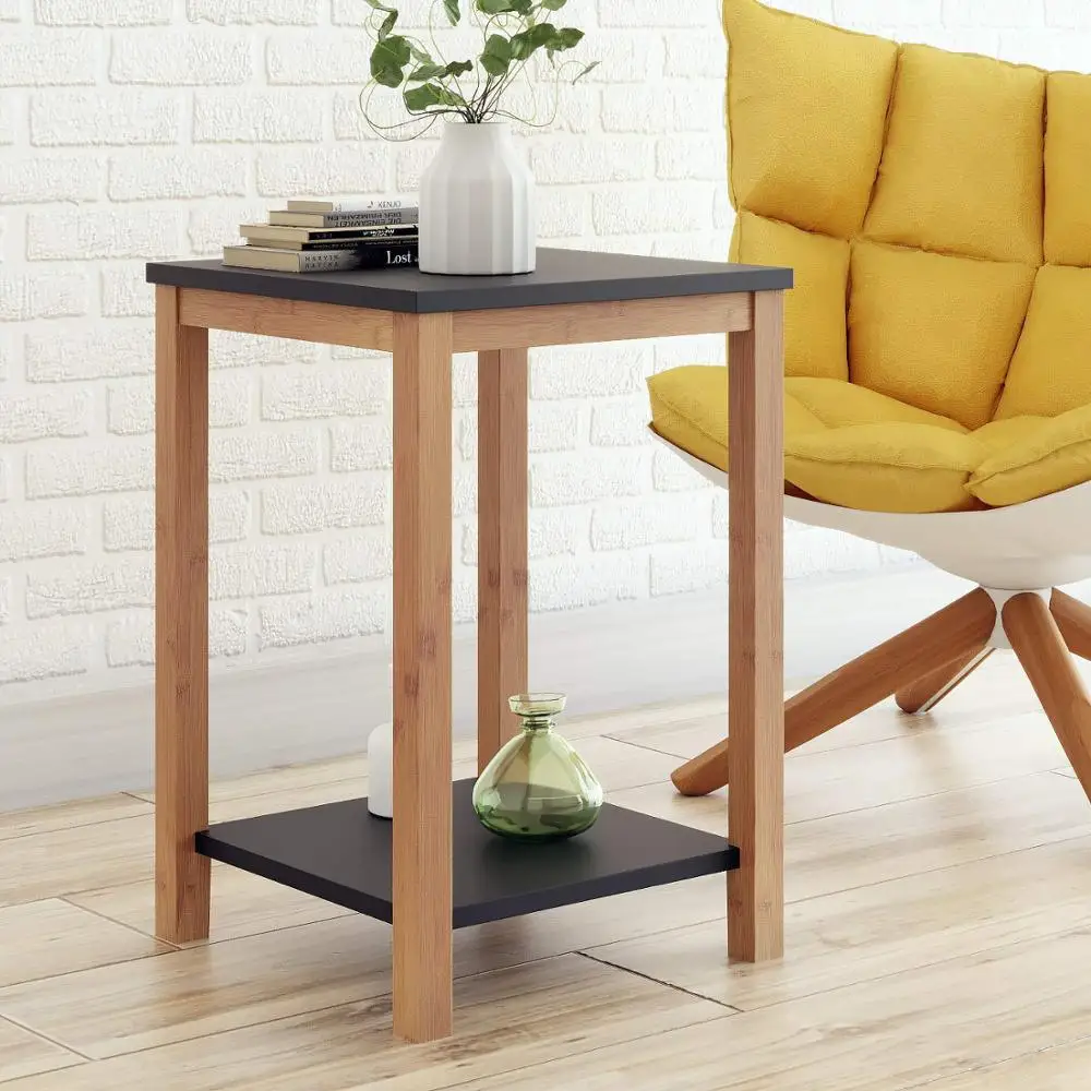 
Combohome 2-Tier Side Table With Storage Shelf Bamboo Accent Coffee Table 