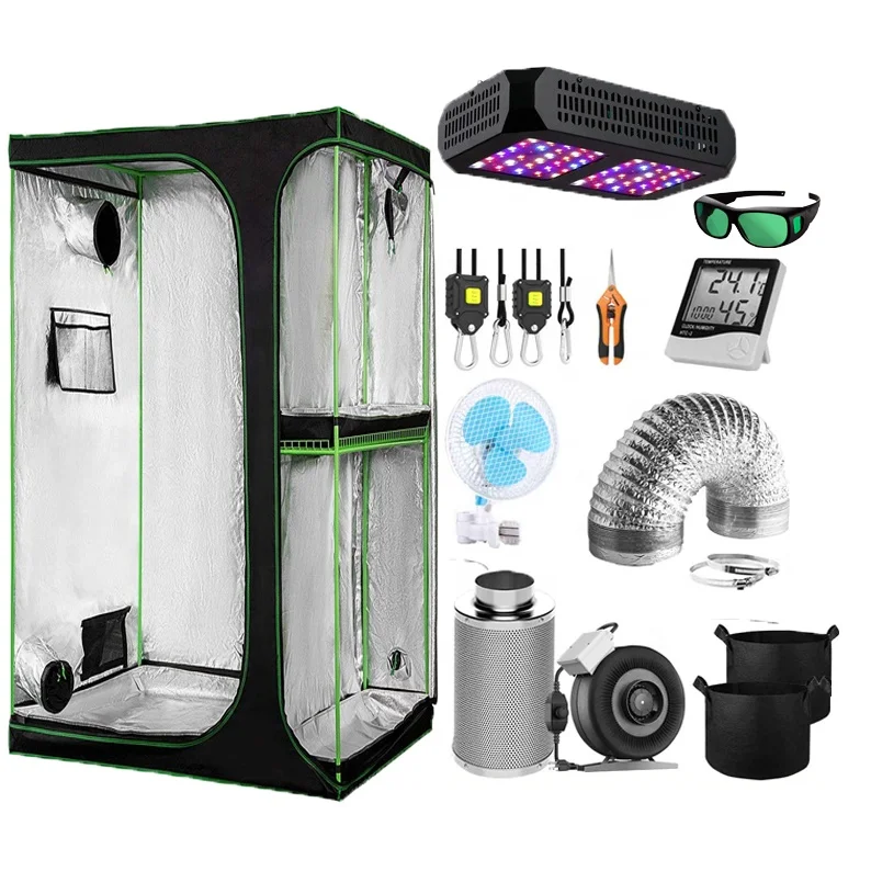 Fabric 2-in-1 Grow Tent Complete Kit With Led Grow Light Or Hps Mh Grow ...