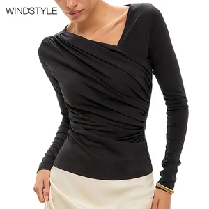 High Quality Long Sleeve Tops Bottom T-Shirt Casual Summer Style Embroidered Letters Logo Solid Color Print XL Size