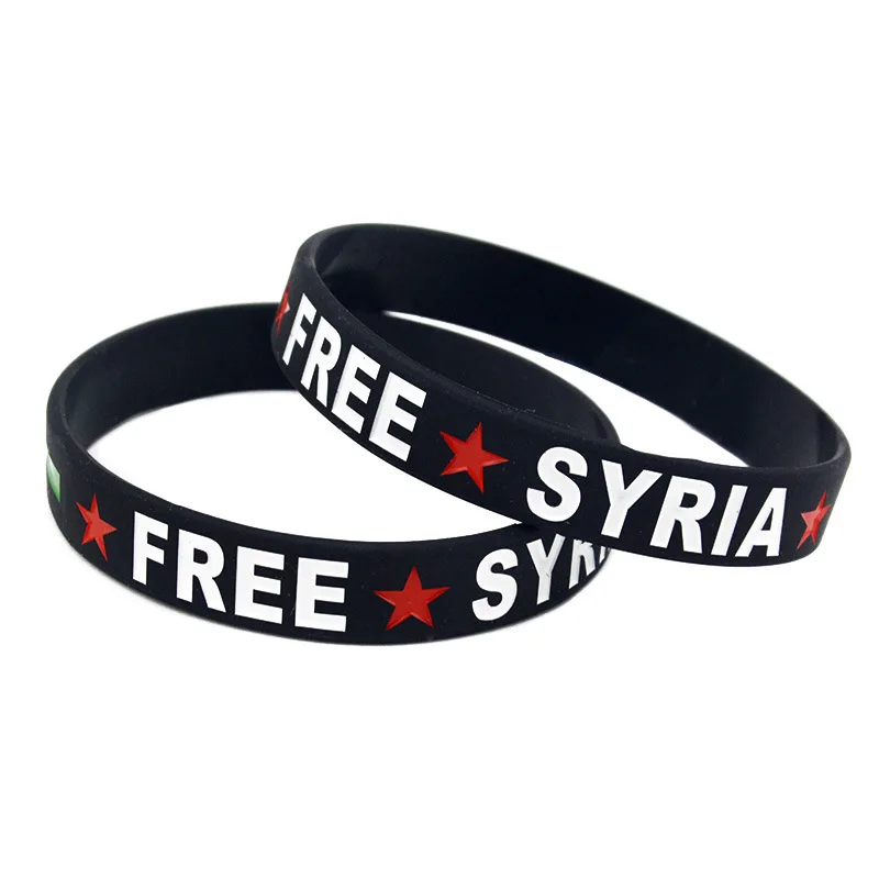 Factory Price Cheap Custom logo Debossed Ink Filled Free Syria Silicone Wristband Rubber Bracelet Free Design