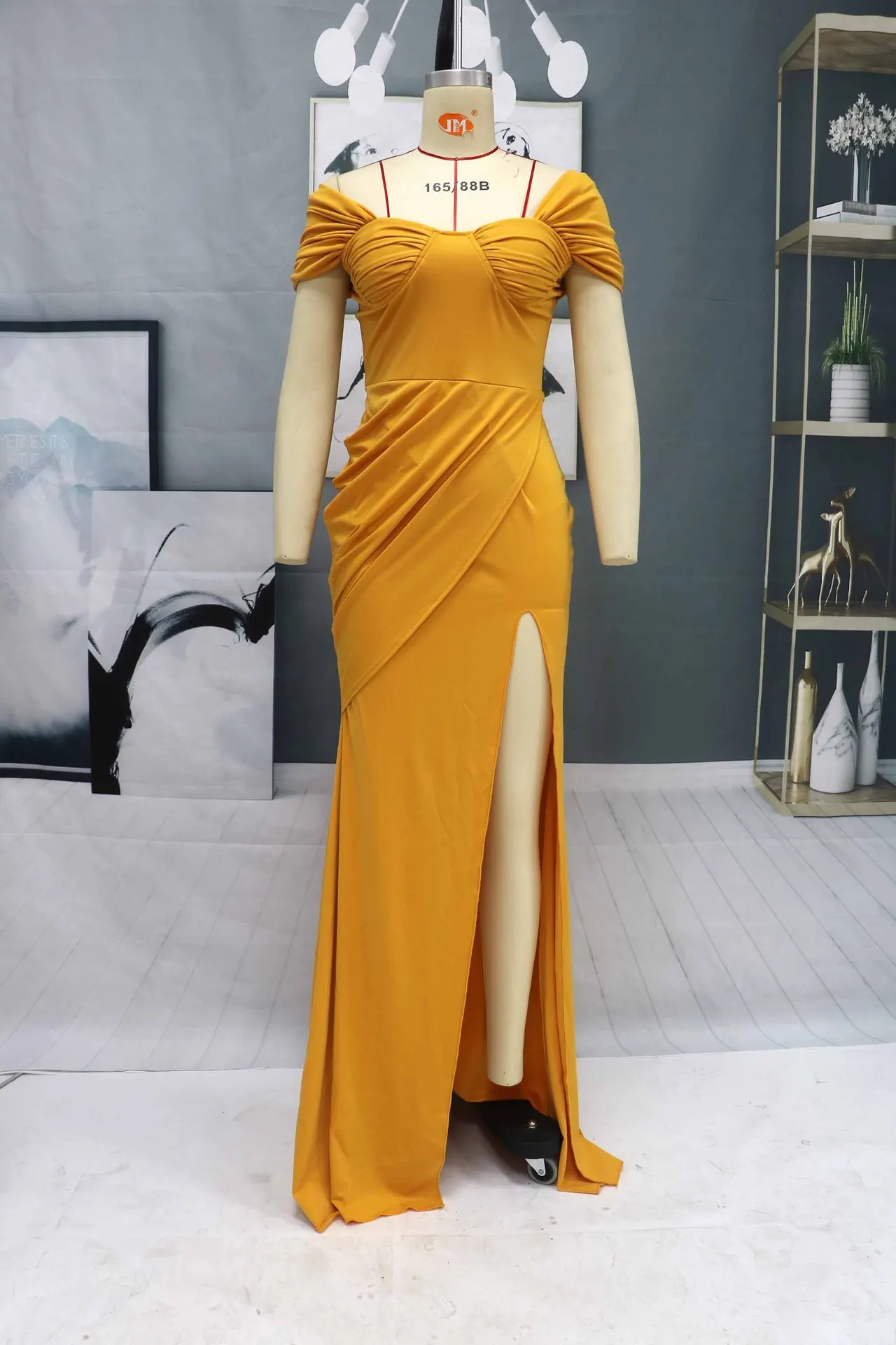 Vestido Largo Formal De Lujo Para Mujer,Vestido De Noche Largo De Un  Hombro,Color Amarillo,A La Moda,Con Abertura - Buy Vestidos De Fiesta,Sexy  Largo Un Hombro Vestido Formal De Noche,De Lujo De Las