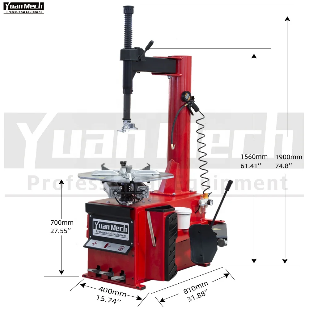 YuanMech C955 Cheap and Semi Automatic and Pneumatic Swing Arm 10-22" Tire Changer Machine