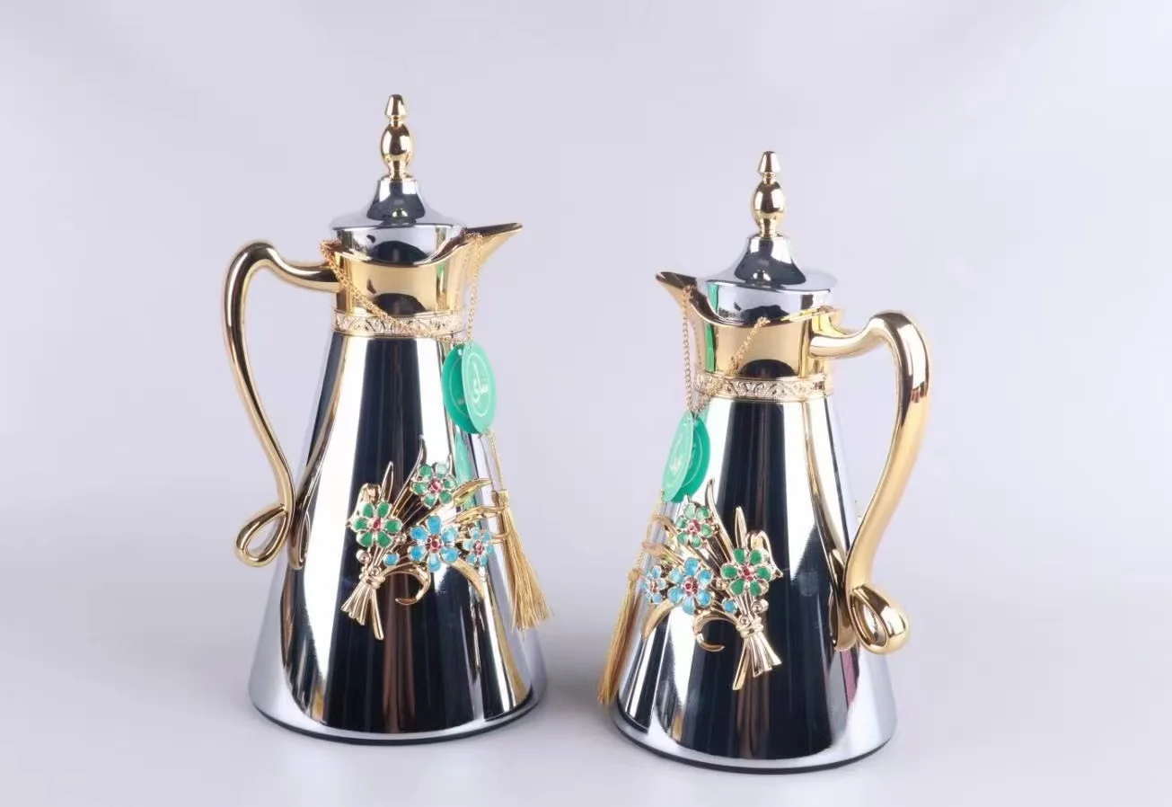 Arabic Turkish Tea Set Gold Plated Insulated Vacuum Flask Thermos Coffee  Cup Water Coffee Pot Sets