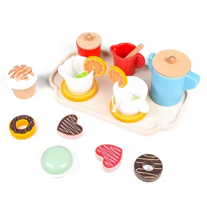 Children's Wooden Pretend Play & Preschool Kitchen Toys Set Early Education Simulation with Afternoon Tea Dessert & Cake Package