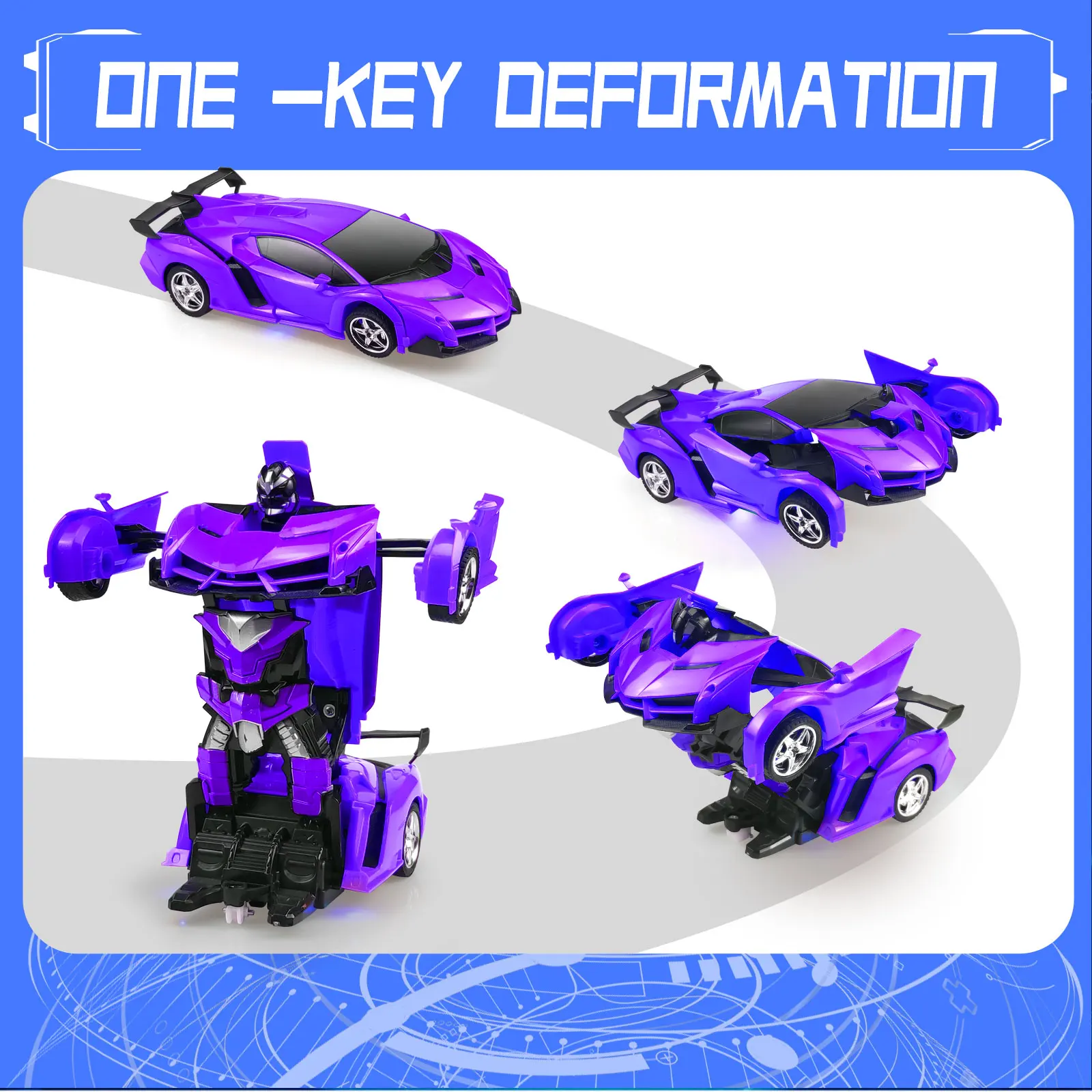 Pink Transforming 2 in 1 Induction Vehicle 360 Degree Toy Deformation Robot Remote Control Car