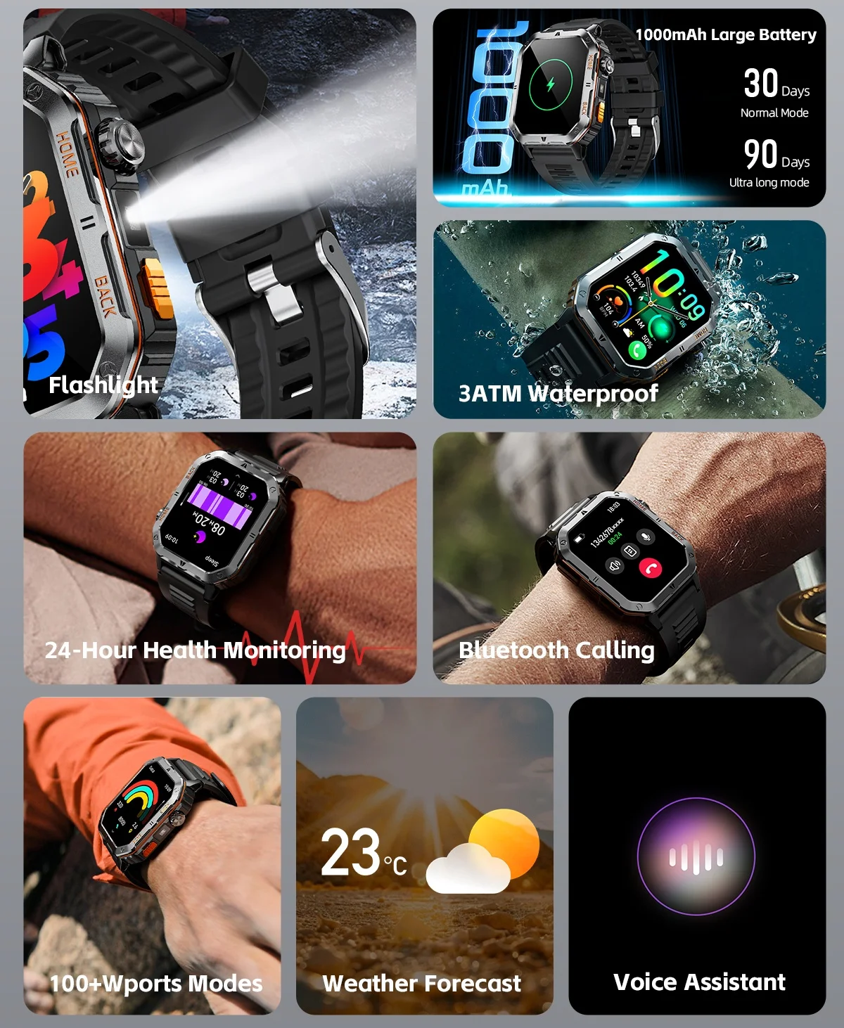 El mejor reloj inteligente deportivo MT62 2,01 pulgadas IPS