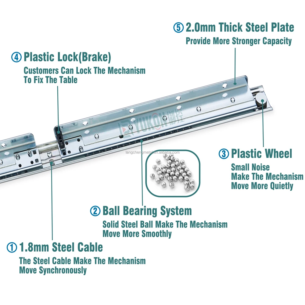 Metal Extendable Table Slide Folding Extension Mechanism Telescopic