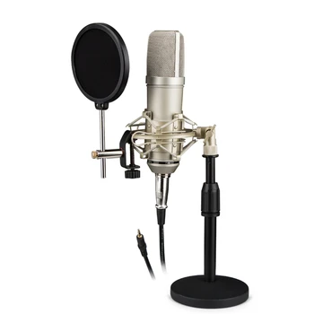 Hot sale professional 3.5mm Ui87 studio recording microphone with desktop stand condenser microphone for Live broadcast Singing
