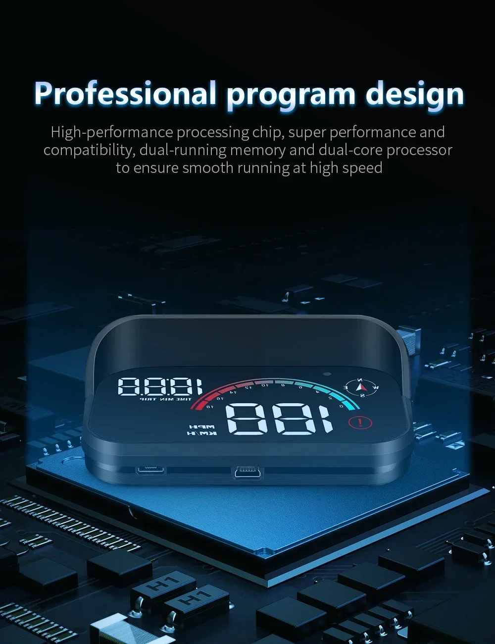 Display Head Up HUD GPS Per Auto – Tachimetro Proiettato Con Velocità, Altimetro, Orologio E Allarme Viaggio