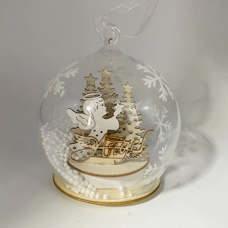 Transparent glass hanging christmas tree ball ornament decorative christmas decorating lighting ball set suppliers with logo manufacture