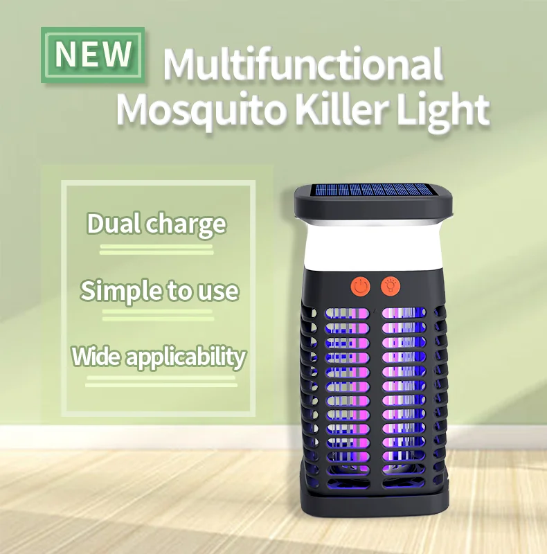 Saijzek. New Arrival High Effective Indoor/Outdoor UV LED Bug Zapper Solar Powered Electrical Shock Mosquito Killer Lamp Moths factory