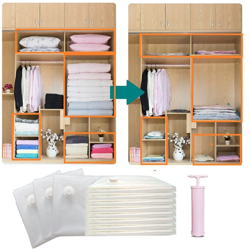 Высокое качество Компактный застегивающийся вакуумный сумки, сумка для хранения вещей для одежды