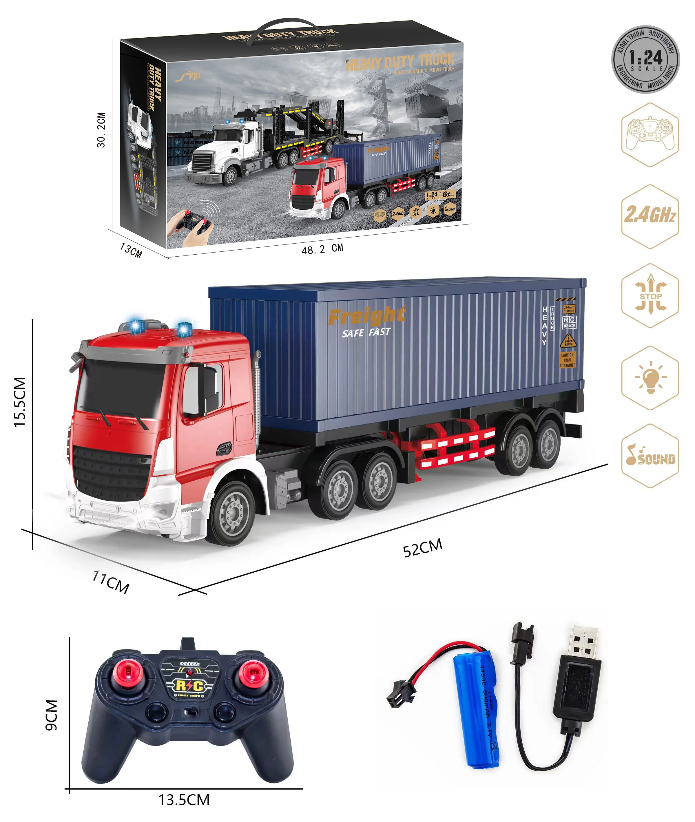 Rechargeable Battery Remote Control Truck Tractor With Light And Music