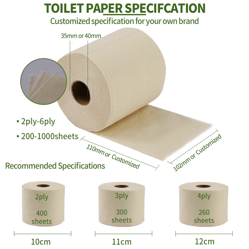 Lampure Private Label Toilet Paper Biodegradable 3Ply Bamboo Toilet Tissue Ultra-Soft No Crumb Toilet Tissue Virgin Bamboo Paper