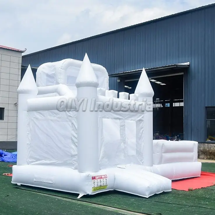 Bouncy Castle with Slide White Bouncy House Inflatable Bouncer Jumping Castle with Slide for Kids