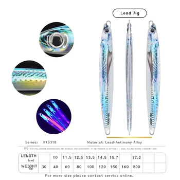 CHEERY 30g40g60g80g100g120g150g 3D Print Metal Jig Lure Long Flash Slow Fast Sinking Needle Major Vertical Craft – Metal Jig – view 4